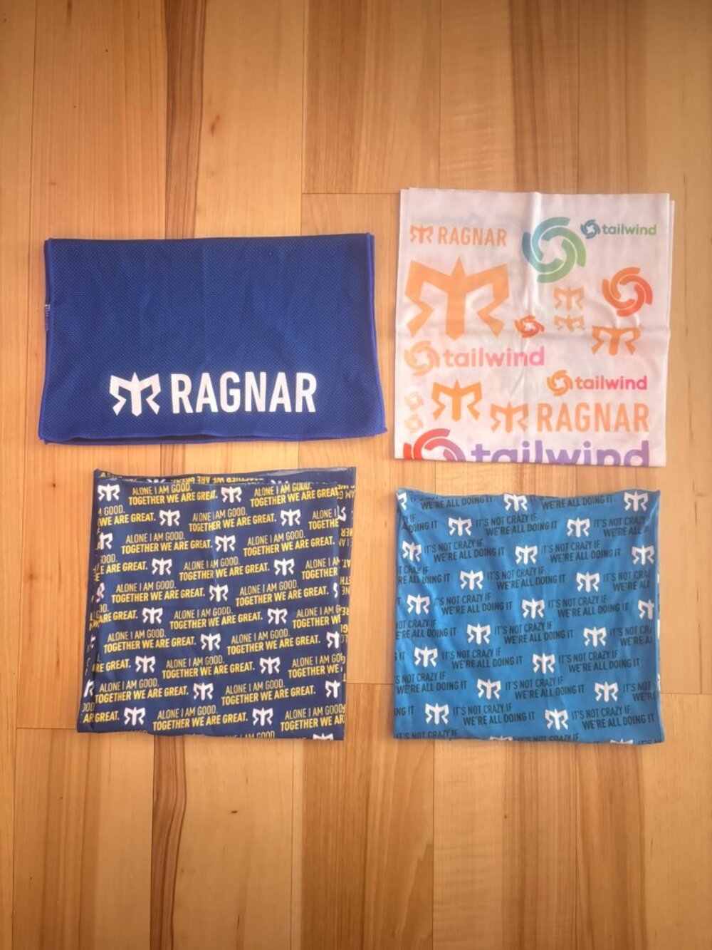 RAGNAR - Three pack of Neck Gaiters/Buffs or Face Masks and One cooling towel.